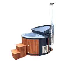  SAVO Hot Tub Round perlbeige inkl. Whirlpool und Ofen