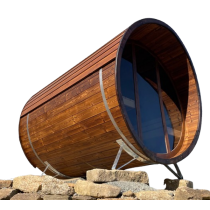 SAVO Arena Fass-Sauna mit Panoramafenster